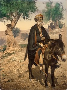 Arabischer Mann aus Bethlehem auf seinem Esel, ca. 1880-1900